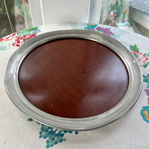 Vintage Pewter & Formica Round Art Deco Cocktail Tray 11.5” Diameter - Picture 8 of 11